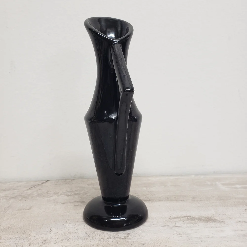Vintage Black Ceramic Sculptural`Vase 8